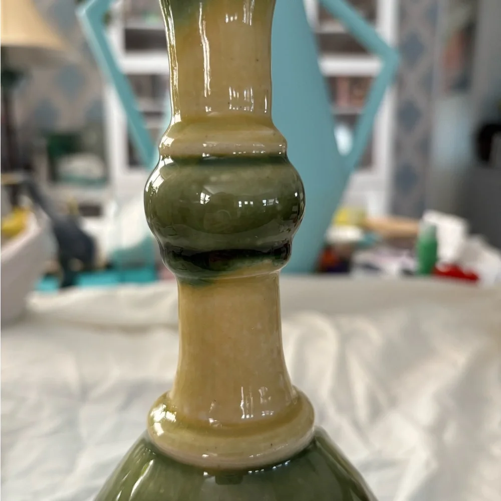 Green and Yellow Ceramic Vase